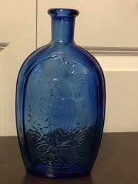 Vintage Franklin TWD Cobalt Blue Glass Bottle Schooner/Eagle ...