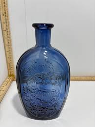 Vintage Cobalt Blue Glass Bottle - Lady Liberty & Eagle ...