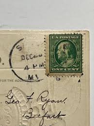 Vintage 1910s A Merry Christmas - Blue Sparrow Birds Ringing ...