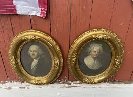 Special Antique Engraving George And Martha Washington ...