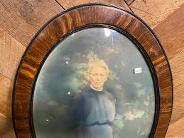 Antique Vintage Oval Wood Convex Bubble Glass Unique Woman ...