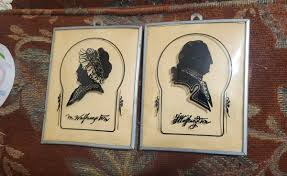 Vtg George & Martha Washington Reverse Painted Silhouettes ...