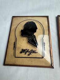 Antique Pair of Reverse Silhouette Convex Glass Framed ...