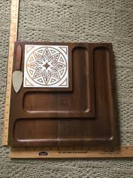 Vintage 1970s Vermillion Real Walnut Cheese board Set Wooden ...
