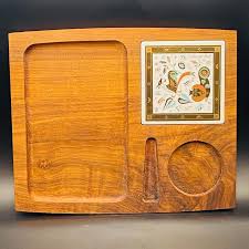 Vintage Georges Briard Woodland Teak Cheese Tray With ...
