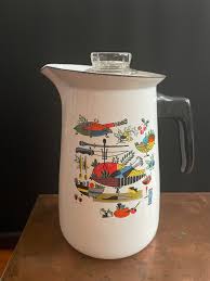 Georges Briard Coffee Percolator Mid Century White Enamel ...