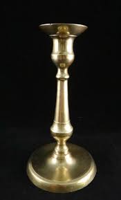 English George III solid brass candlestick with round base ...