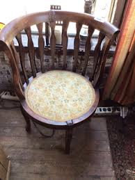 Sold at Auction: ANTIQUE BARREL BACK UPHOLSTERED CHAIR