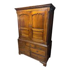 Oak Linen Press Cabinet | Chairish