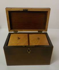 19th C. English Banded Walnut Double Compartment Tea Caddy ...
