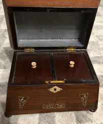 19th C. Rosewood Tea Caddy With Mother Of Pearl Inlays | eBay