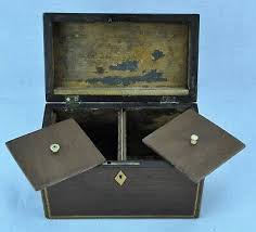 Antique Wooden Tea Caddy with two Compartments and ...