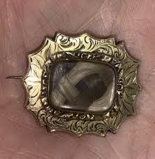 12k Gold Victorian Mourning Brooch 2 Tone Braided Hair ...