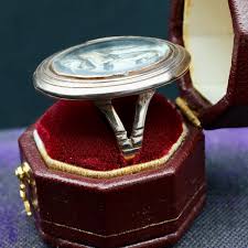 Georgian 14K Gold Mourning Ring | Sepia Miniature Under ...