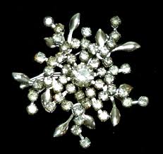 Rhinestone Snowflake Brooch Pendant Prong Set Riveted Clear ...