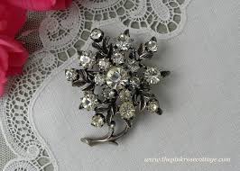 Vintage Coro Clear Rhinestone Flower Pin Brooch | The Pink ...