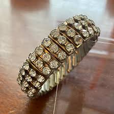 Vintage Art Deco Rhinestone EMPIRE Stretch Bangle Bracelet ...