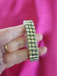 Bracelet 1950s. Silvertone Adorned With Faceted, Claw Set ...