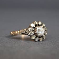 Vintage Georgian-style rose cut diamond rosette ring in 14ct ...