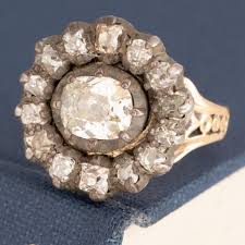 1.65ctw Georgian Old Mine Cut Diamond Collet Cluster Ring