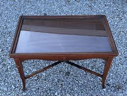 Vintage Wooden Coffee Table W/ Glass Top | eBay