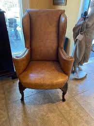 19th Century English Georgian Style Leather Wing Chair ...