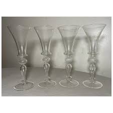 4 vintage hand blown Italian Venetian stemware glass wine ...