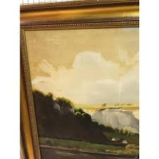 Ship on Water with Mountain, 1900, Oil on Canvas, Framed ...