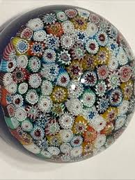 Vtg MURANO XL ~4”Dia. Blown Art Glass Millefiori Paperweight ...