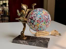 Antique Art Deco Gerdago Pixie Lamp W/ Italian Murano ...