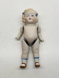 Antique Pudgy Tummy Blue Bow Mignonette Jointed Miniature ...