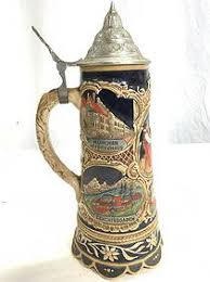 West Germany Stoneware Pewter Lid Beer Stein W/ Music Box