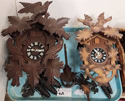 Tray 2 German Cuckoo Clocks 16" H X 12" W + 14" H X 9" W sold at auction on 3rd May | George Cole