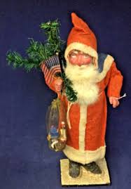 1920's Antique Santa Woodcutter with Goose Feather Tree Candy Container Sack 14" | eBay