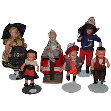 Old Doll Miniature Dollhouse Dolls Celluloid Dressed HUGE LOT. For Sale at Ruby Lane