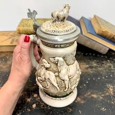 Large Ceramic Beer Stein "great Dogs for Outdoor" Wit Pewter ...