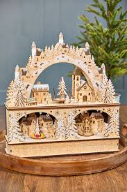 14.75" Lighted Laser Cut Wood Village Scene with Moving ...