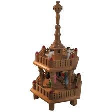 German Christmas Nativity Carousel Pyramid 2-Tier Wooden Handmade. For Sale at Ruby Lane