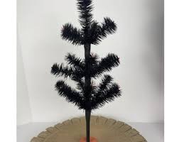 Vintage Black German Feather Tree Orange Tips Halloween Gothic Orange Wood Base Spooky Black Holiday Tree October All Hallow's Eve FREE SHIP - Etsy