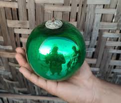Antique Green Glass Ball 4.2" German Kugel Old Christmas ...