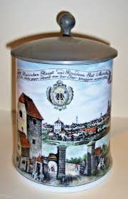 ANTIQUE PORCELAIN Munchen Germany 6 1/2 " Tall Lidded Beer ...