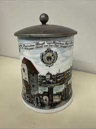 ANTIQUE PORCELAIN Munchen Germany 6 1/2 " Tall Lidded Beer ...