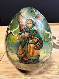 Vintage Soviet Figurine Egg Oil Painting Souvenir Tree ...