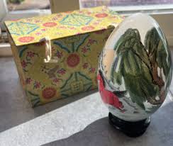 Chinese Asian Reverse Painting On Glass Egg Horses Trees ...