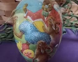 Vintage Germany Paper Mache Easter Egg Candy Container, 4.5 ...
