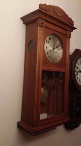 Antique Junghans Beveled Glass Oak Veneer Wall Clock Time & Strike Working | #1787589842
