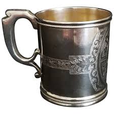 Antique Pure Coin Silver Cup or Mug. For Sale at Ruby Lane