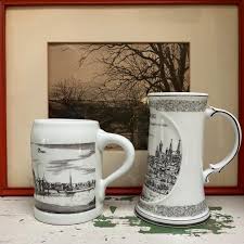 Vintage German Porcelain Beer Stein: Historical Black ...