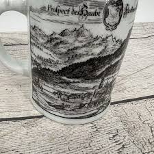German Beer Stein Mug Ceramic Coffee Cup Mountain Village ...