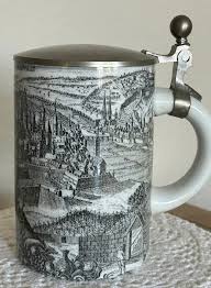 Vintage Porcelain Beer Stein With Pewter Lid - Etsy